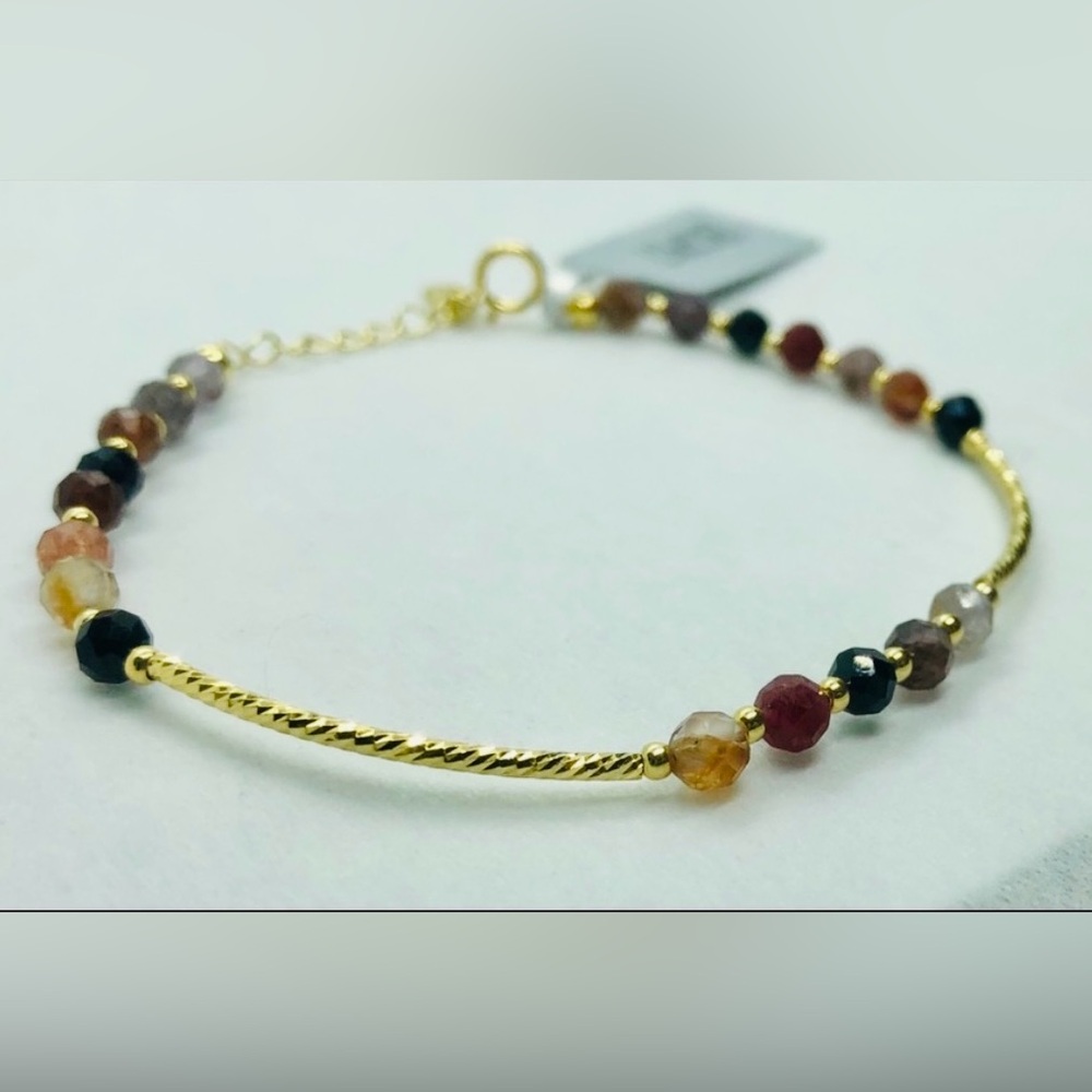 Multicolor Spinel Bead YG/925 Bracelet
